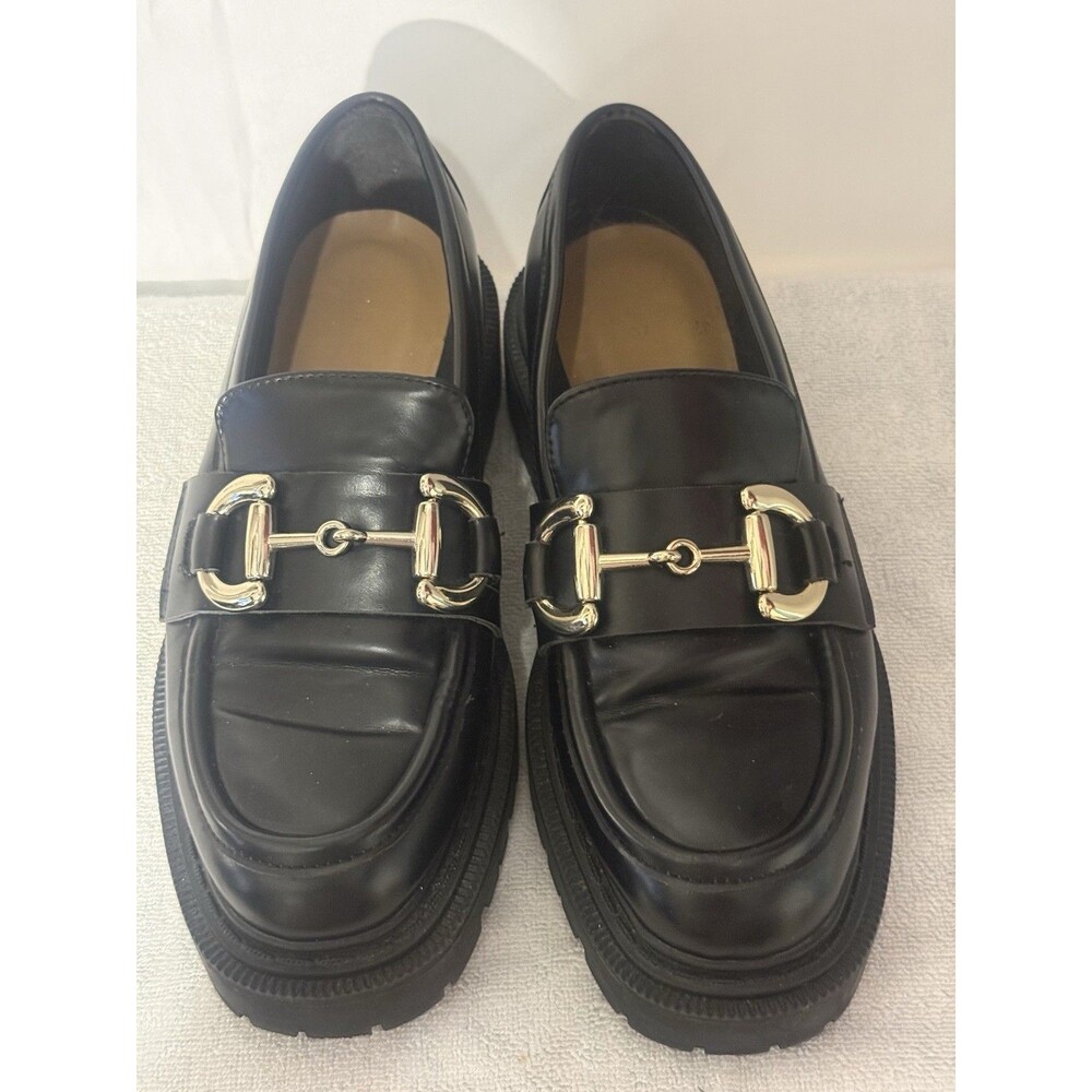 H&M Platform Penny Loafers With Gold Chunky Hardware NWOT  Sz 37